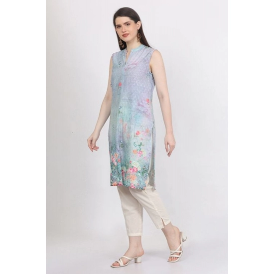Generic Women's Casual Sleeveless Cotton Blend Printed Kurti (Green) Generic Women's Casual Sleeveless Cotton Blend Printed Kurti (Green)