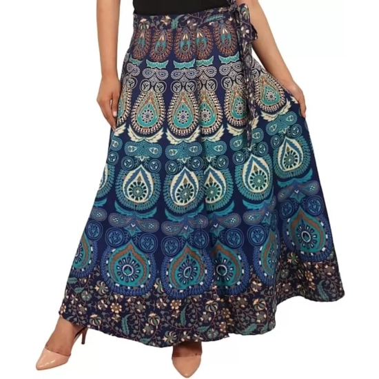 Generic Women's Cotton Jaipur Printed Wrap Around Maxi Skirt (Blue, Free Size) Generic Women's Cotton Jaipur Printed Wrap Around Maxi Skirt (Blue, Free Size)