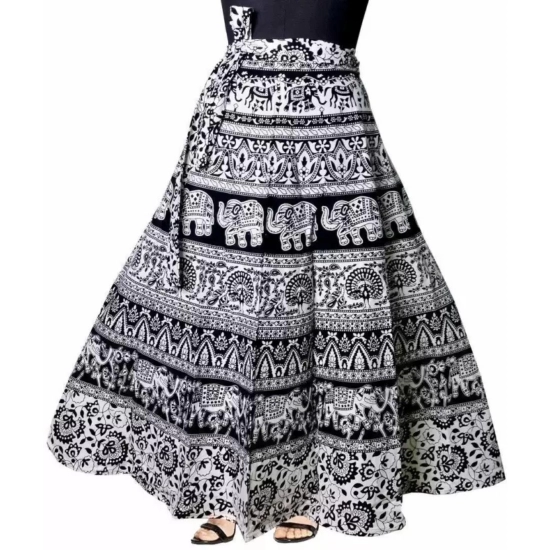 Generic Women's Cotton Jaipur Printed Wrap Around Maxi Skirt (Black, Free Size) Generic Women's Cotton Jaipur Printed Wrap Around Maxi Skirt (Black, Free Size)