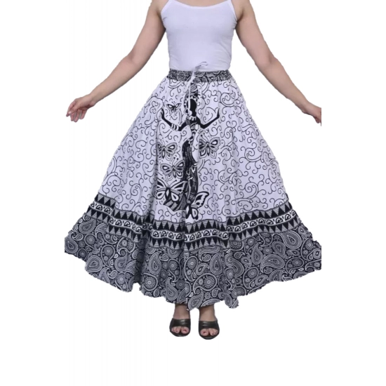 Generic Women's Cotton Printed Wrap Around Maxi Skirt (Black, Free Size) Generic Women's Cotton Printed Wrap Around Maxi Skirt (Black, Free Size)