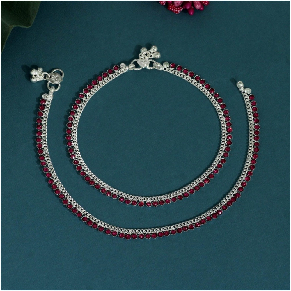 Generic Women's Rani Color Rhinestone Anklets (Free Size: Upto 10&quot;) 