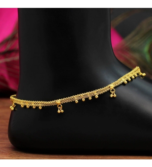 Generic Women's Gold Color Anklets (Free Size: Upto 10&quot;) 