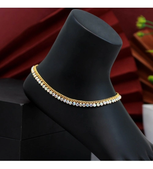 Generic Women's Rainblow Color Rhinestone Anklets (Free Size: Upto 10&quot;) 