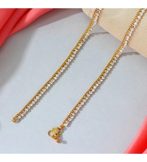 Generic Women's Rainblow Color Rhinestone Anklets (Free Size: Upto 10&quot;) 