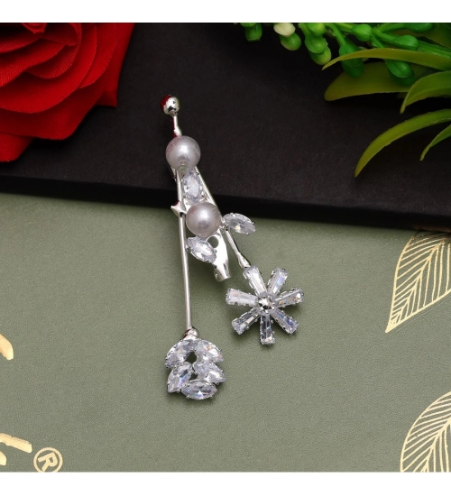 Generic Women's Silver Color Brooch Use Burkha Pin &amp; Dupatta / Saree Pin 