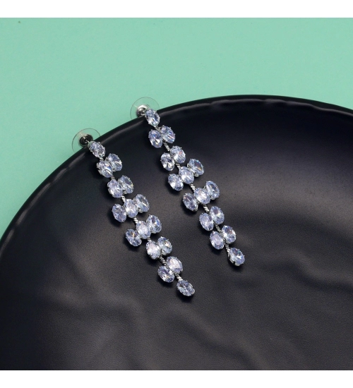 Generic Women's Silver Color Antique Stone Earrings 