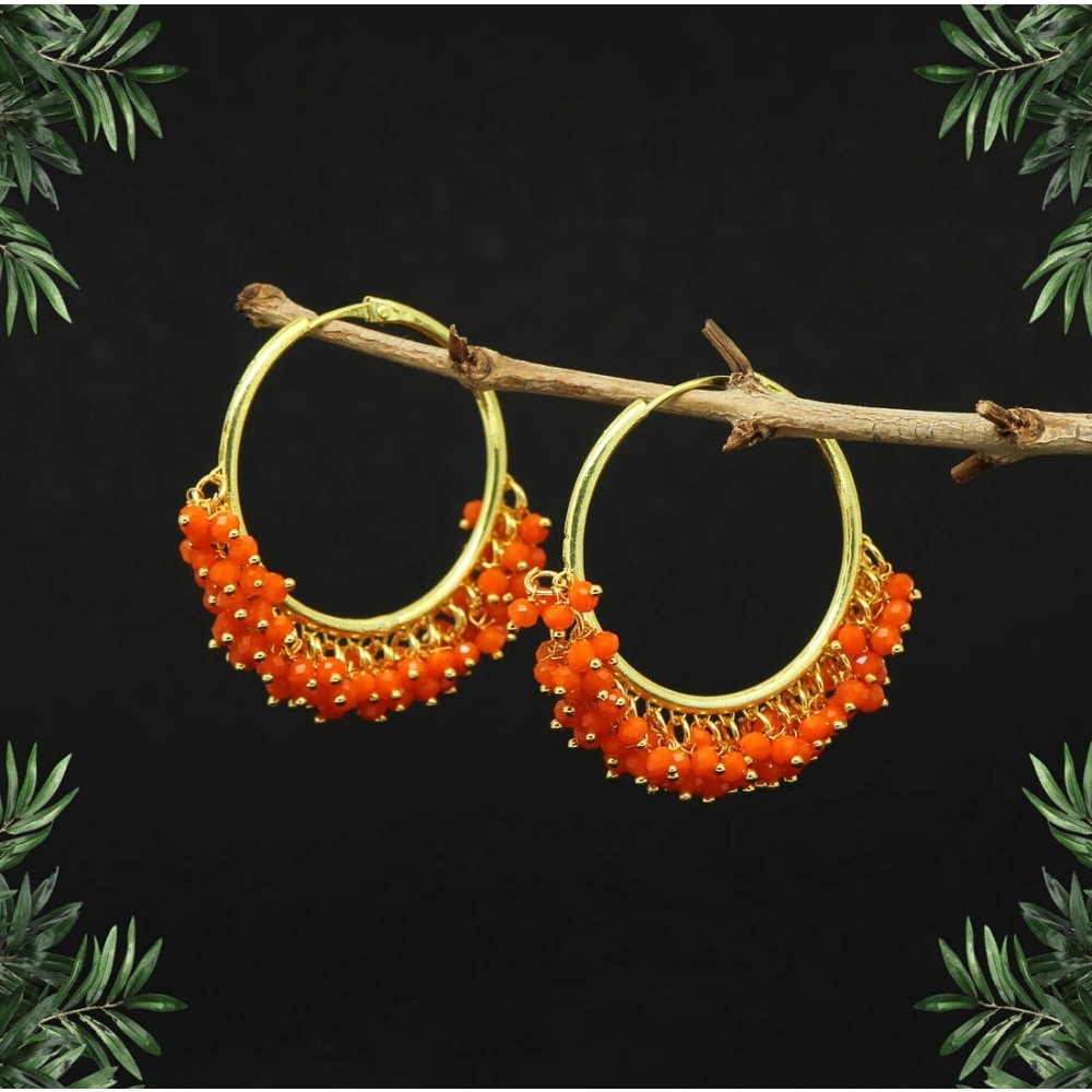 Generic Women's Orange Color Antique Hoop Earrings 