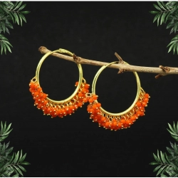 Generic Women's Orange Color Antique Hoop Earrings 