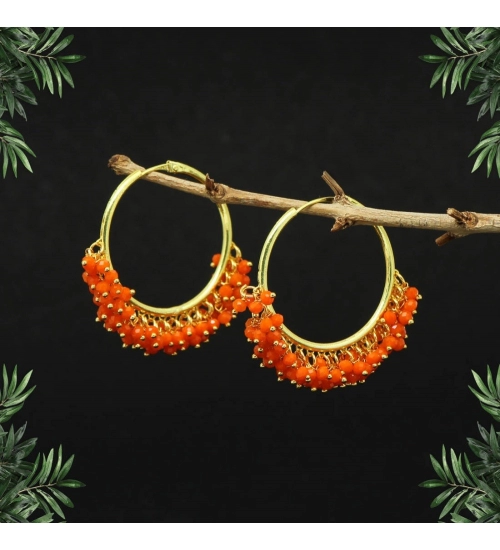 Generic Women's Orange Color Antique Hoop Earrings 