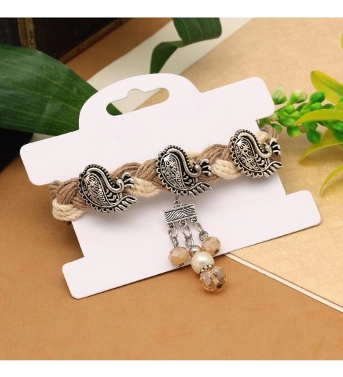 Generic Women's Silver Color Oxidised Adjustable Bracelet 