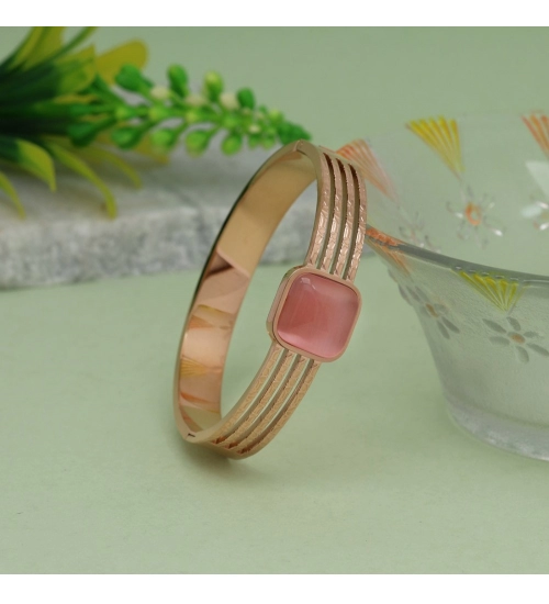 Generic Women's Pink Color Monalisa Stone Adjustable Bracelet 