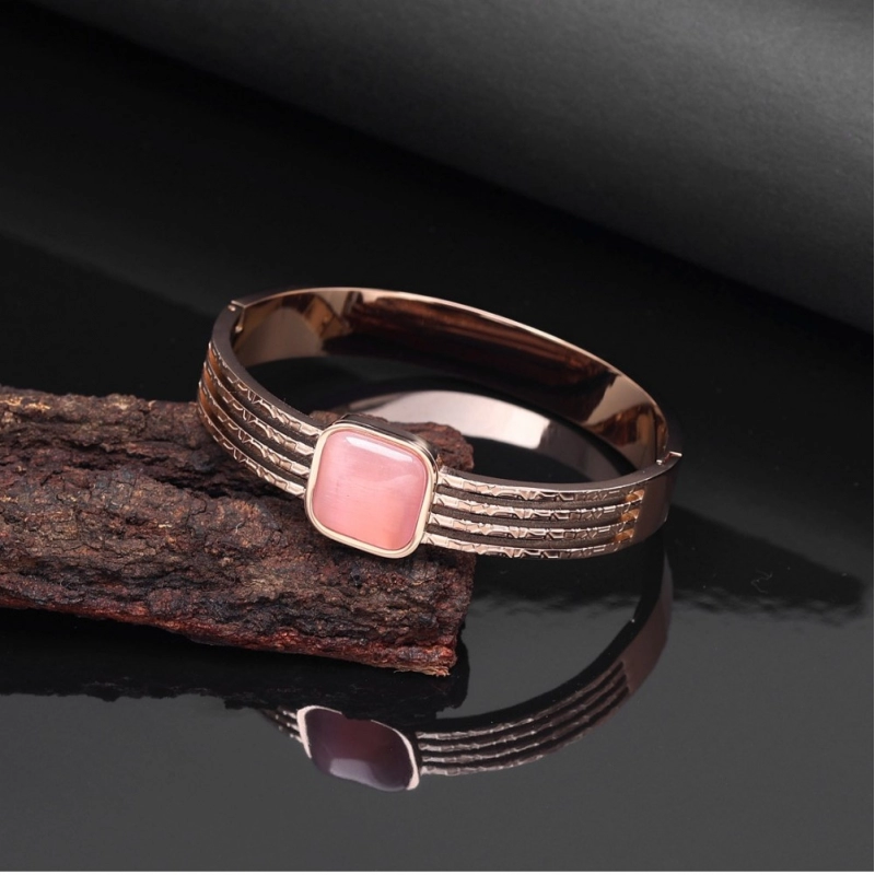 Generic Women's Pink Color Monalisa Stone Adjustable Bracelet Generic Women's Pink Color Monalisa Stone Adjustable Bracelet