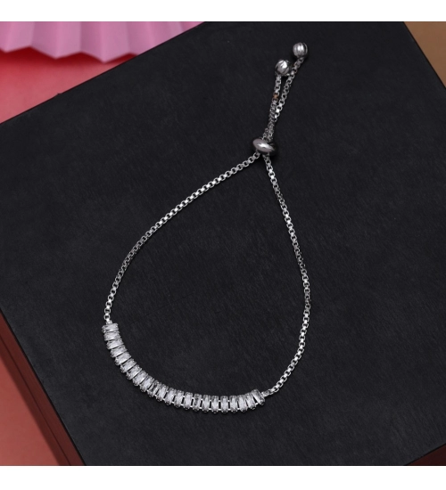 Generic Women's Silver Color Rhinestone Adjustable Bracelet 