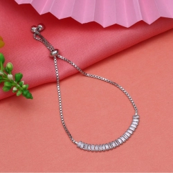 Generic Women's Silver Color Rhinestone Adjustable Bracelet 