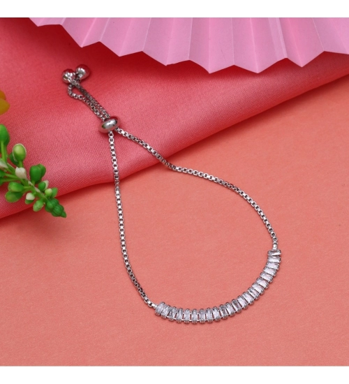 Generic Women's Silver Color Rhinestone Adjustable Bracelet 