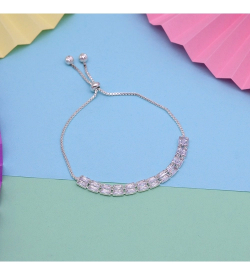 Generic Women's Silver Color Rhinestone Adjustable Bracelet 