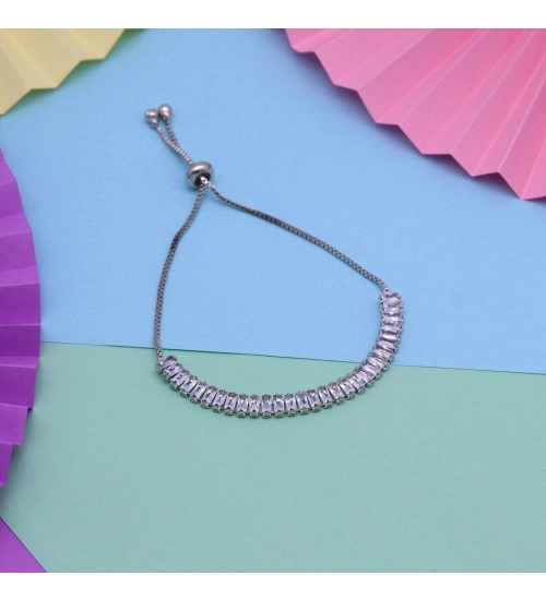 Generic Women's Silver Color Rhinestone Adjustable Bracelet 