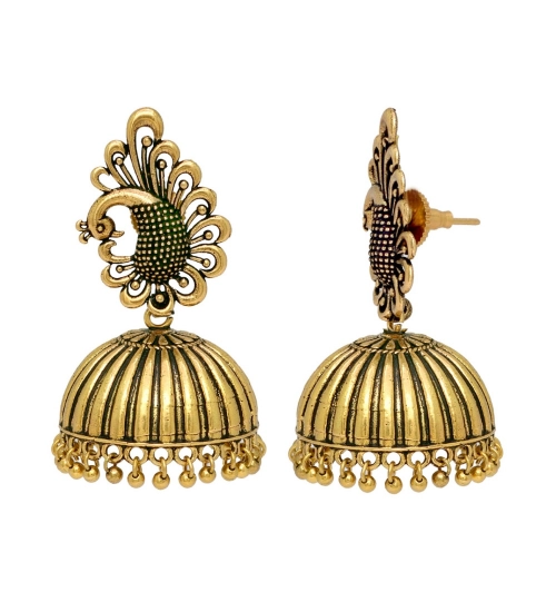 Generic Women's Ethnic Party Wear Oxidised Jhumka Earrings 