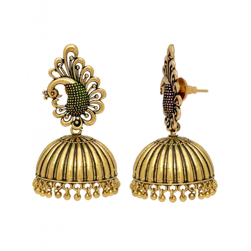 Generic Women's Ethnic Party Wear Oxidised Jhumka Earrings 