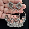 Generic Women's Silver Color Oxidised Earrings 