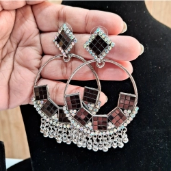 Generic Women's Black Color Oxidised Earrings 