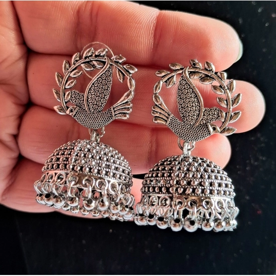 Generic Women's Silver Color Oxidised Earrings 