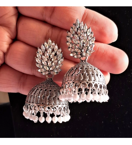 Generic Women's Silver Color Oxidised Earrings 