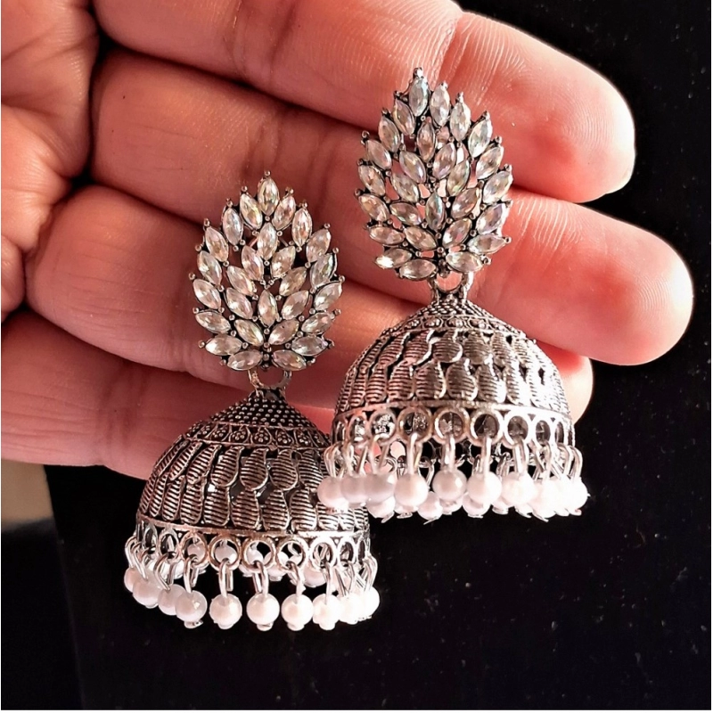 Generic Women's Silver Color Oxidised Earrings Generic Women's Silver Color Oxidised Earrings