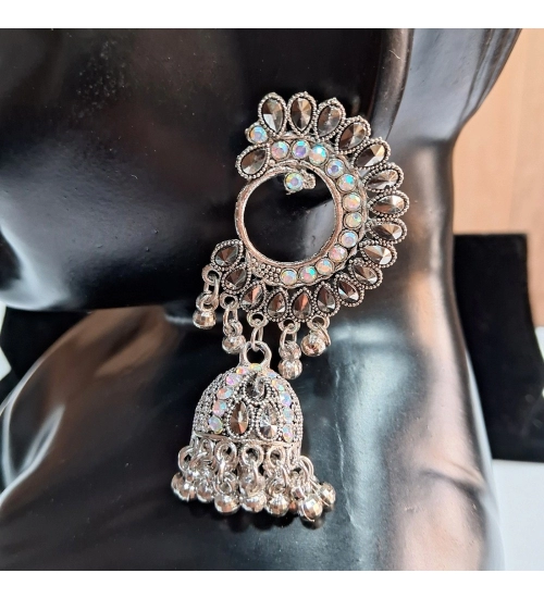 Generic Women's Silver Color Oxidised Earrings 