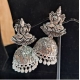 Generic Women's Silver Color Goddess Laxmi Temple Oxidised Earrings 