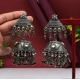 Generic Women's Black Color Oxidised Big Jhumka Earrings 