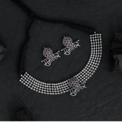 Generic Women's Maroon Color Oxidised Temple Necklace Set 