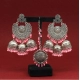 Generic Women's Baby Pink Color Oxidised Earrings Tikka Set 