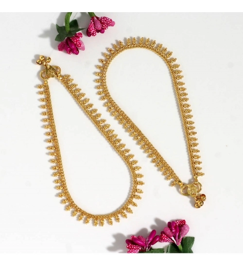 Generic Women's Gold Color Anklets (Free Size: Upto 10&quot;) 