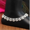 Generic Women's Silver Color Rhinestone Anklets (Free Size: Upto 10") 