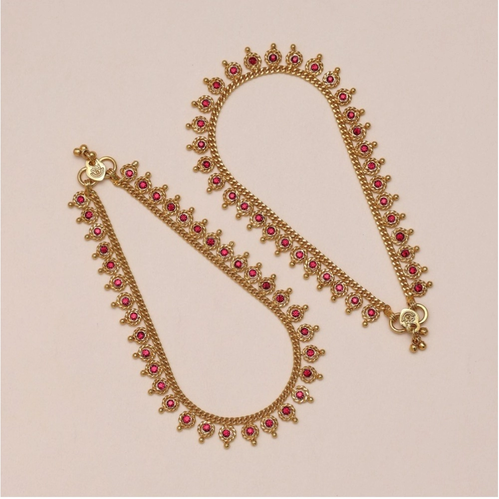 Generic Women's Rani Color Anklets (Free Size: Upto 10&quot;) 