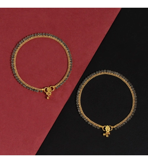 Generic Women's Gray Color Rhinestone Anklets (Free Size: Upto 10&quot;) 