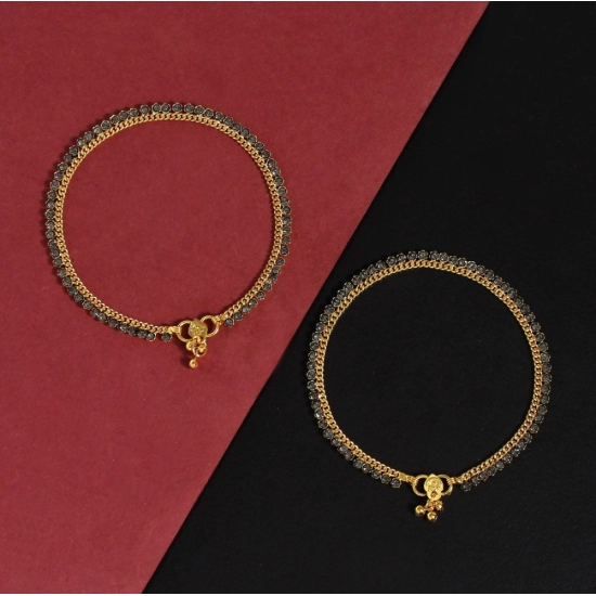 Generic Women's Gray Color Rhinestone Anklets (Free Size: Upto 10") 