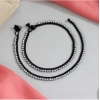Generic Women's Black Color Rhinestone Anklets (Free Size: Upto 10") 