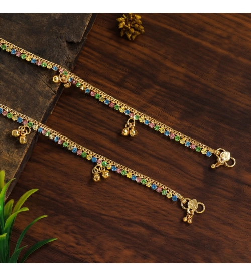 Generic Women's Multi Color Anklets (Free Size: Upto 10&quot;) 