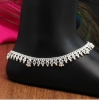 Generic Women's Silver Color Rhinestone Anklets (Free Size: Upto 10") 
