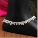 Generic Women's Silver Color Rhinestone Anklets (Free Size: Upto 10&quot;) 