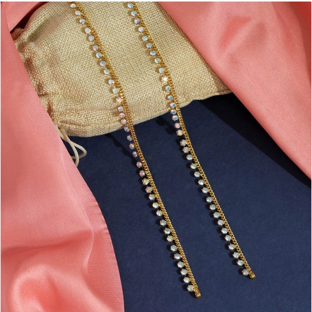 Generic Women's Rainblow Color Rhinestone Anklets (Free Size: Upto 10&quot;) 