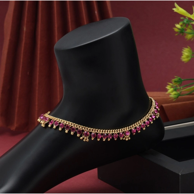 Generic Women's Rani Color Anklets (Free Size: Upto 10") Generic Women's Rani Color Anklets (Free Size: Upto 10")