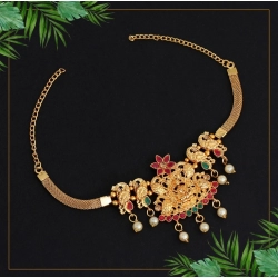 Generic Women's Maroon &amp; Green Color Glass Stone Bajuband Adjustable Chain