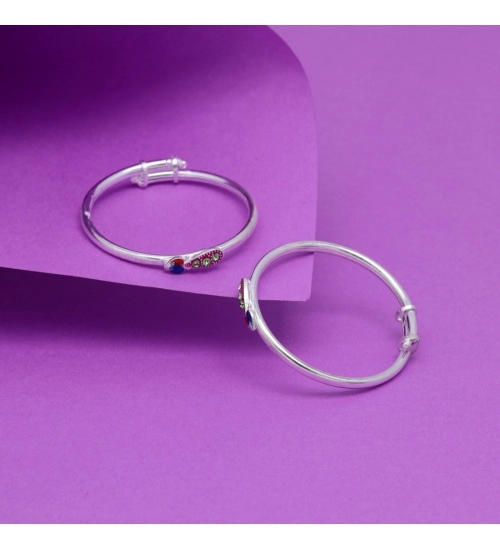 Generic Multi Color 1 Pair Of Oxidised Kids Bangles Size: 1.6 