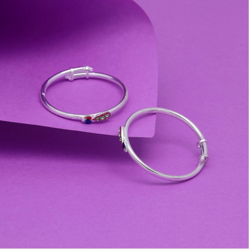 Generic Multi Color 1 Pair Of Oxidised Kids Bangles Size: 1.6 