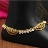 Generic Women's White Color Rhinestone Anklets (Free Size: Upto 10") 