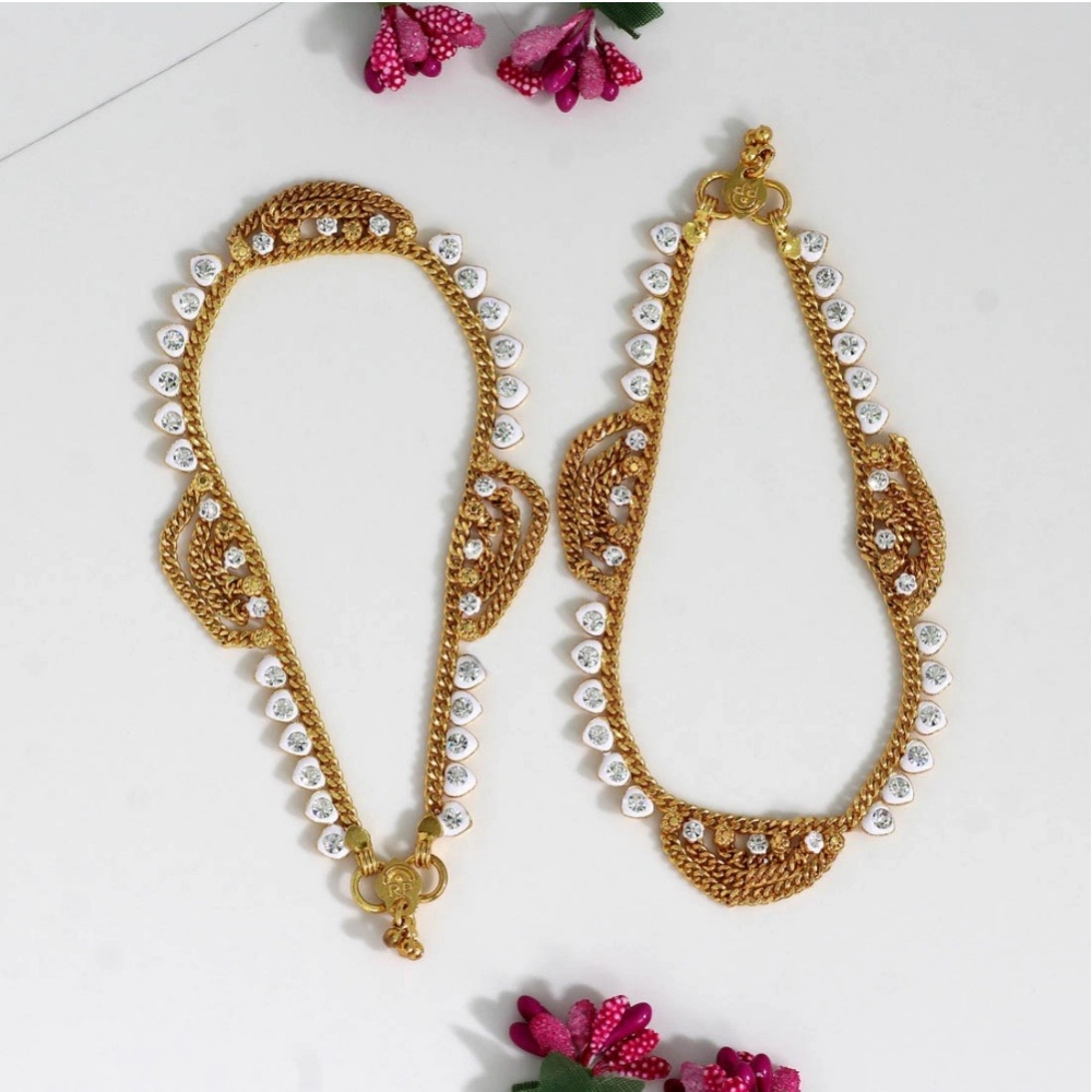 Generic Women's White Color Rhinestone Anklets (Free Size: Upto 10&quot;) 