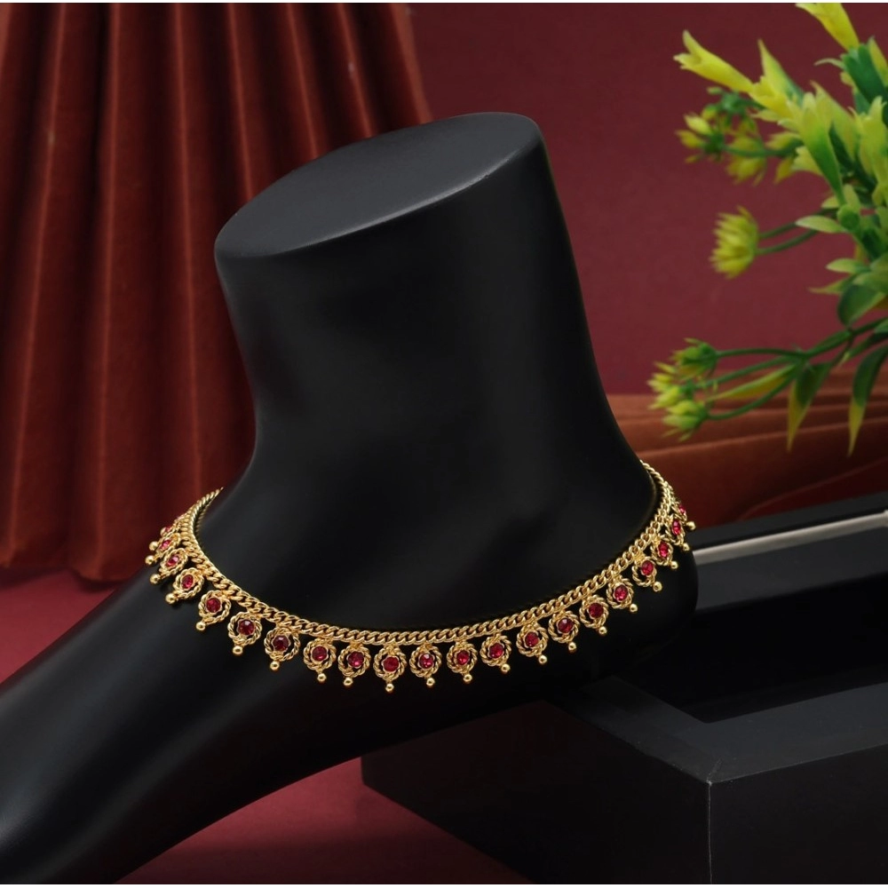 Generic Women's Rani Color Anklets (Free Size: Upto 10&quot;) 